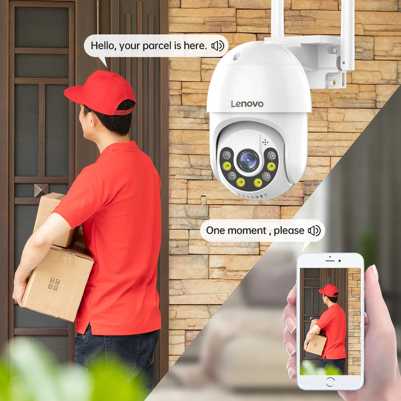 Camera Vigilância Casa Inteligente Ao Ar Livre 4X Zoom Digital Cor Visão Noturna Impermeável