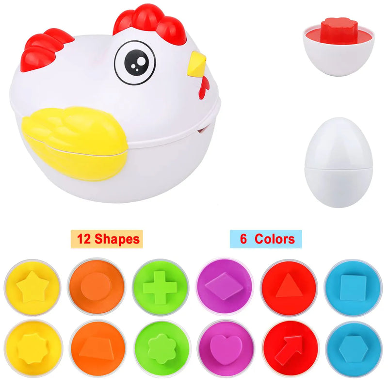 12 Matching Eggs Montessori Sensory Baby Toys Easter Eggs Chicken Colors Shapes Sorter Learning Educational Toy For  Kids Gifts