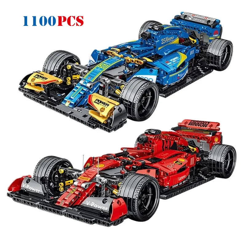 1200pcs High-Tech Formula Cars 023005 Red F1 Building Blocks Sports Racing Cars Super Model Kits Bricks Toys for Kids Boys Gifts