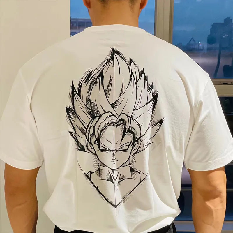 2023 Summer Gym Men T-Shirts Anime Graphic Print Fitness Oversized Cotton Tee Big Size Short Sleeve Men's Clothes Free Shipping