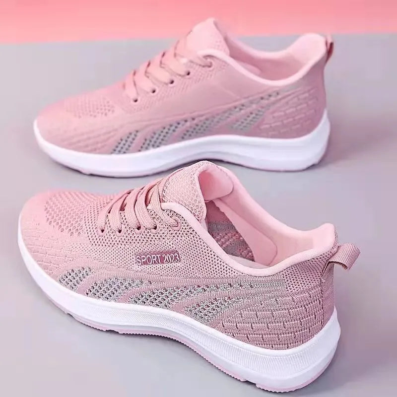 2023 Running Shoes Ladies Breathable Sneakers Summer Light Mesh Air Cushion Women's Sports Shoes Outdoor Lace Up Training Shoes