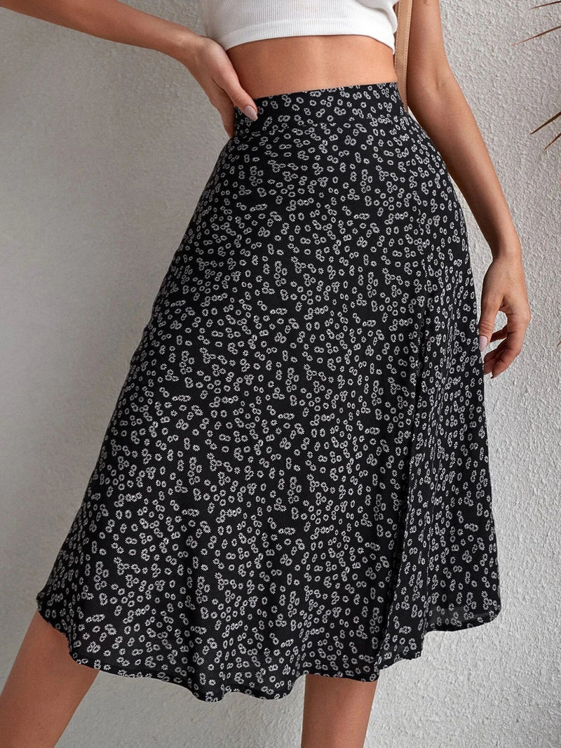2023 New Women Summer Wrapped Skirts Beach Holiday Clothes High Waist Floral Print Split Casual Summer Midi Skirt Female Sexy Cl